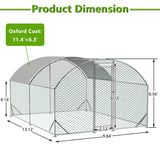 Large Metal Chicken Coop with Waterproof and Anti - UV Cover Dome Shaped Walk - in Fence Cage 9.84' x 13.12' x 6.56' - Fab Heavy Parts