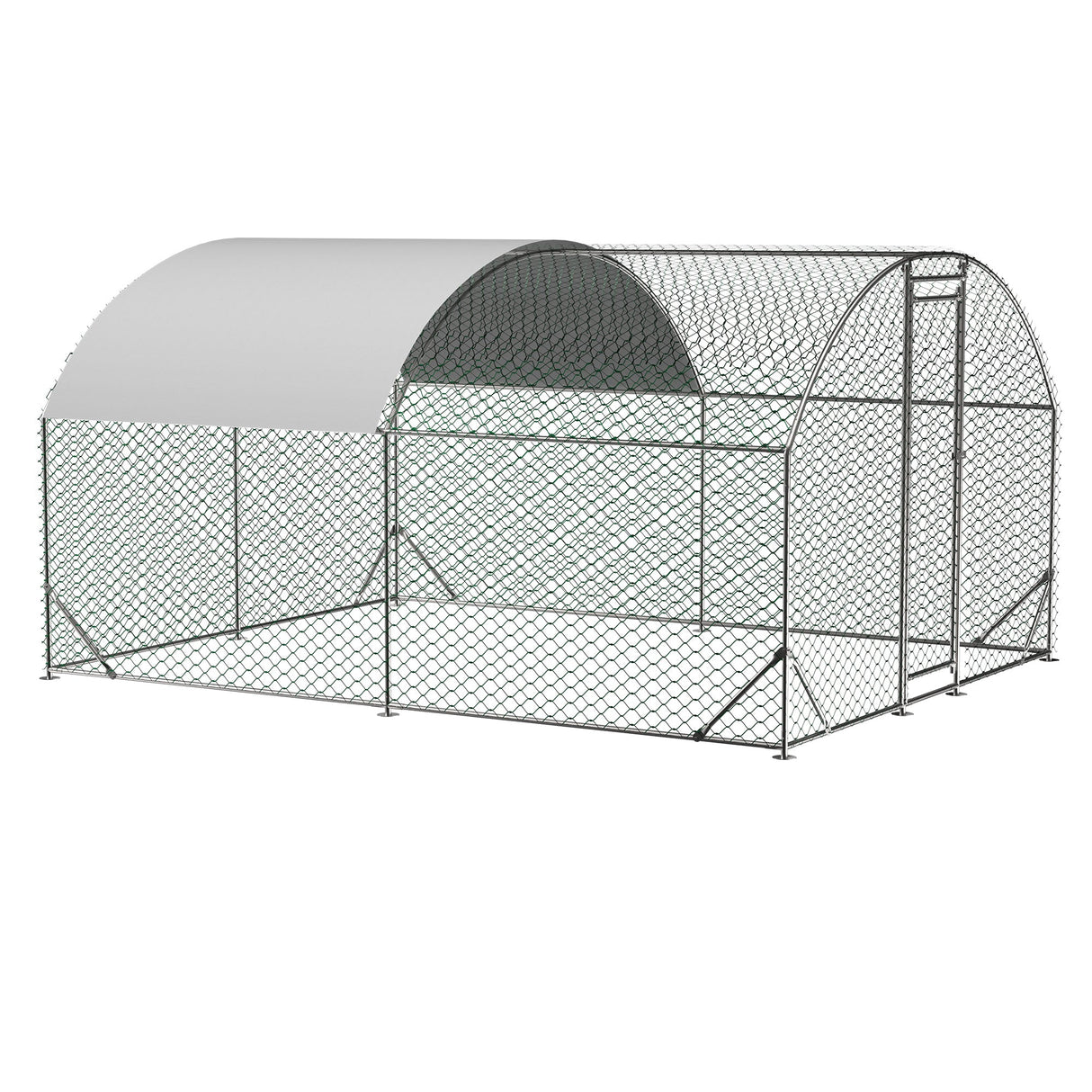 Large Metal Chicken Coop with Waterproof and Anti - UV Cover Dome Shaped Walk - in Fence Cage 9.84' x 13.12' x 6.56' - Fab Heavy Parts