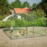 Large Metal Chicken Coop with Waterproof and Anti - UV Cover Dome Shaped Walk - in Fence Cage 9.84' x 13.12' x 6.56' - Fab Heavy Parts
