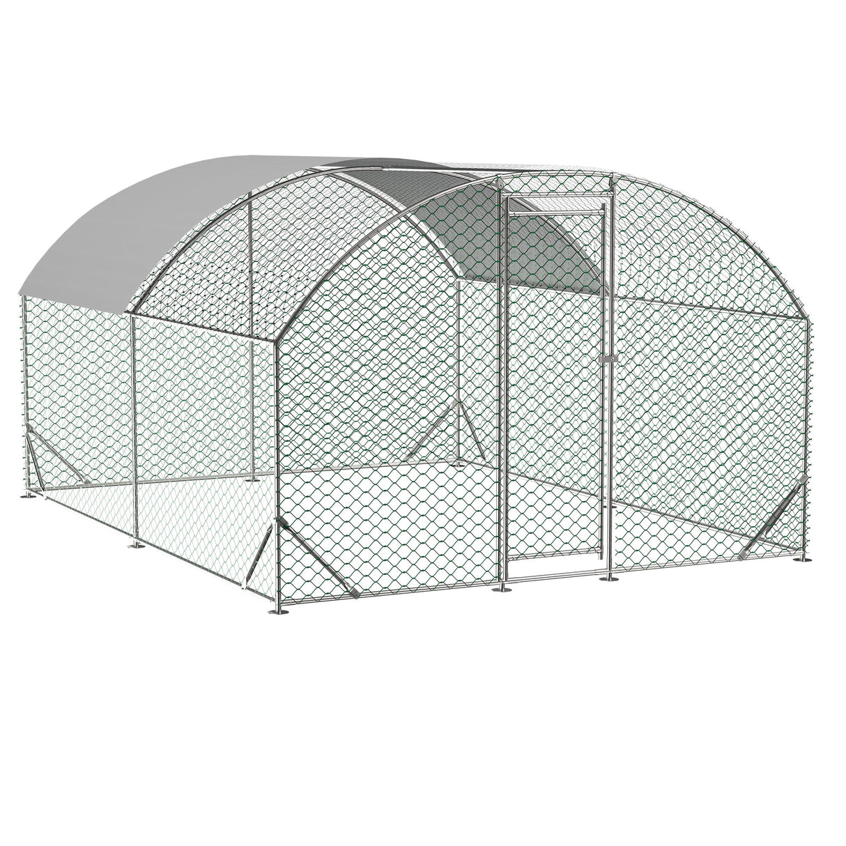 Large Metal Chicken Coop with Waterproof and Anti - UV Cover Dome Shaped Walk - in Fence Cage 9.84' x 13.12' x 6.56' - Fab Heavy Parts