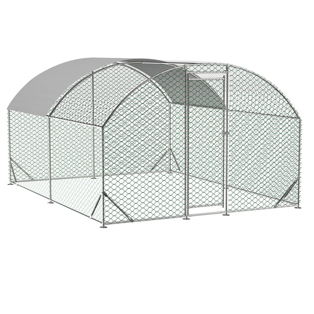 Large Metal Chicken Coop with Waterproof and Anti - UV Cover Dome Shaped Walk - in Fence Cage 9.84' x 13.12' x 6.56' - Fab Heavy Parts