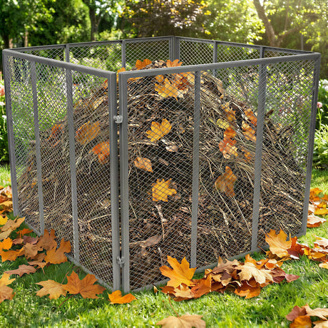 Large Outdoor Compost Bin 172 Gallon Metal Wire Mesh Composter Rust-Proof Coating Square Garden Compost Bin - Fab Heavy Parts