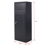 Large Package Delivery Box with Lockable Storage Compartment Heavy Duty Weatherproof - Black 10.5" x 15.5" x 41.30" - Fab Heavy Parts