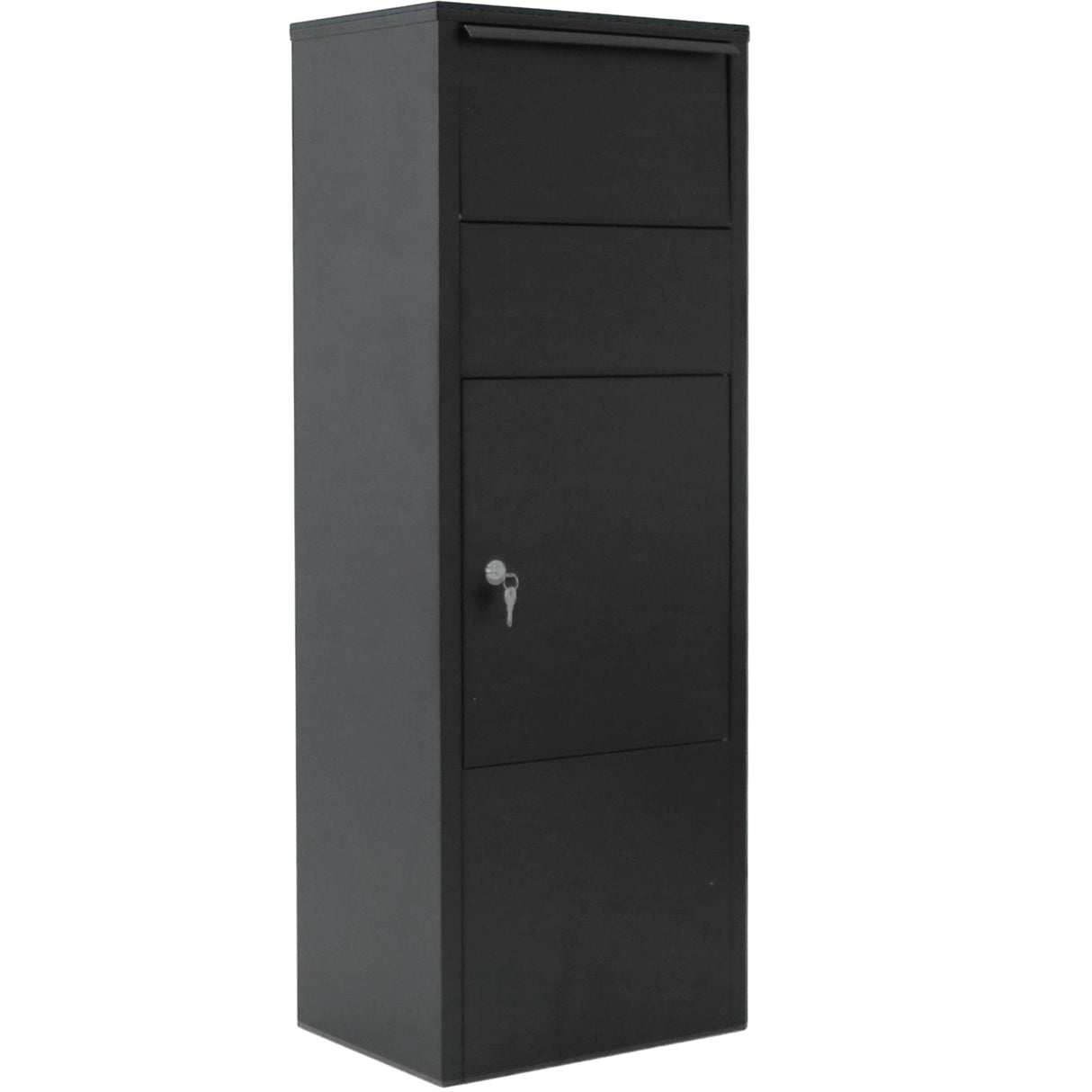 Large Package Delivery Box with Lockable Storage Compartment Heavy Duty Weatherproof - Black 10.5" x 15.5" x 41.30" - Fab Heavy Parts
