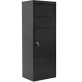 Large Package Delivery Box with Lockable Storage Compartment Heavy Duty Weatherproof - Black 10.5" x 15.5" x 41.30" - Fab Heavy Parts