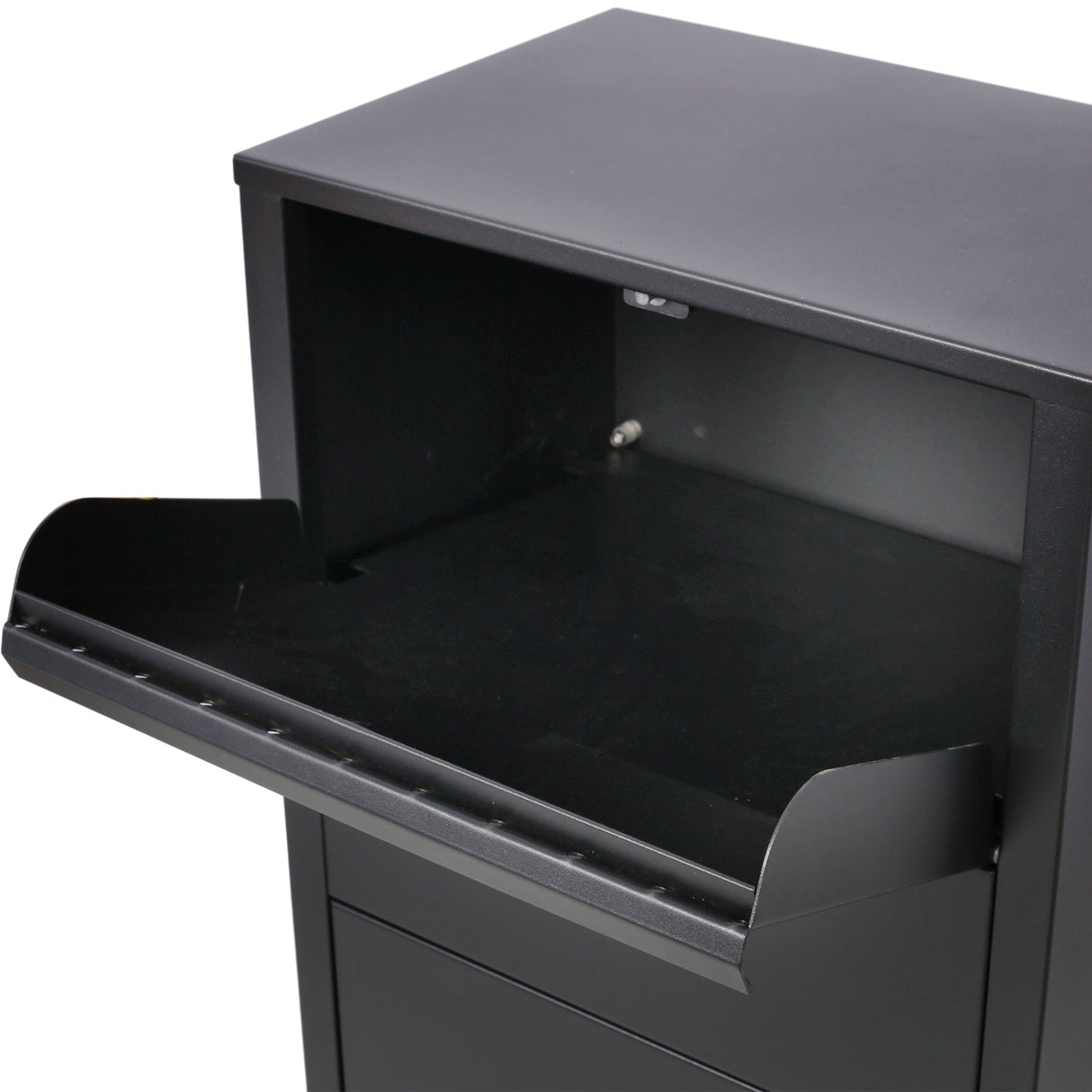 Large Package Delivery Box with Lockable Storage Compartment Heavy Duty Weatherproof - Black 10.5" x 15.5" x 41.30" - Fab Heavy Parts