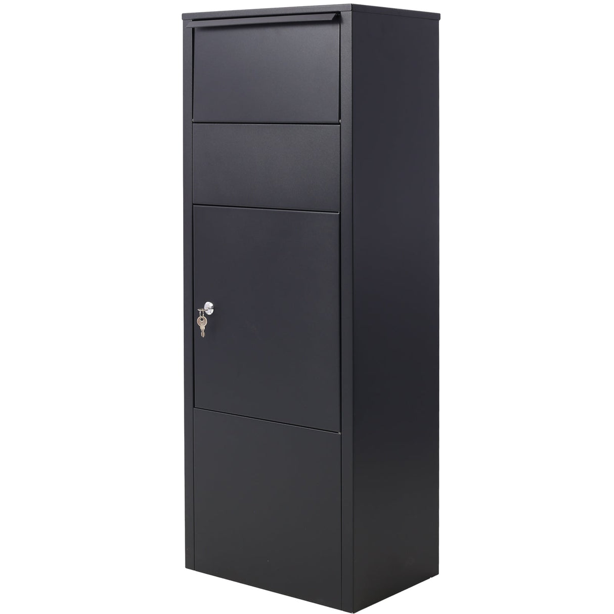 Large Package Delivery Box with Lockable Storage Compartment Heavy Duty Weatherproof - Black 10.5" x 15.5" x 41.30" - Fab Heavy Parts