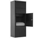 Large Package Delivery Box with Lockable Storage Compartment Heavy Duty Weatherproof - Black 10.5" x 15.5" x 41.30" - Fab Heavy Parts