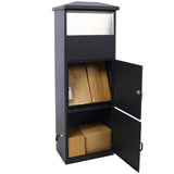 Large Package Delivery Parcel Mail Drop Box Floor Lockable Drop Slot Mail Box with Parcel Compartment - Black - Fab Heavy Parts