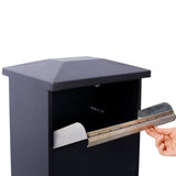 Large Package Delivery Parcel Mail Drop Box Floor Lockable Drop Slot Mail Box with Parcel Compartment - Black - Fab Heavy Parts