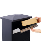 Large Package Delivery Parcel Mail Drop Box Floor Lockable Drop Slot Mail Box with Parcel Compartment - Black - Fab Heavy Parts