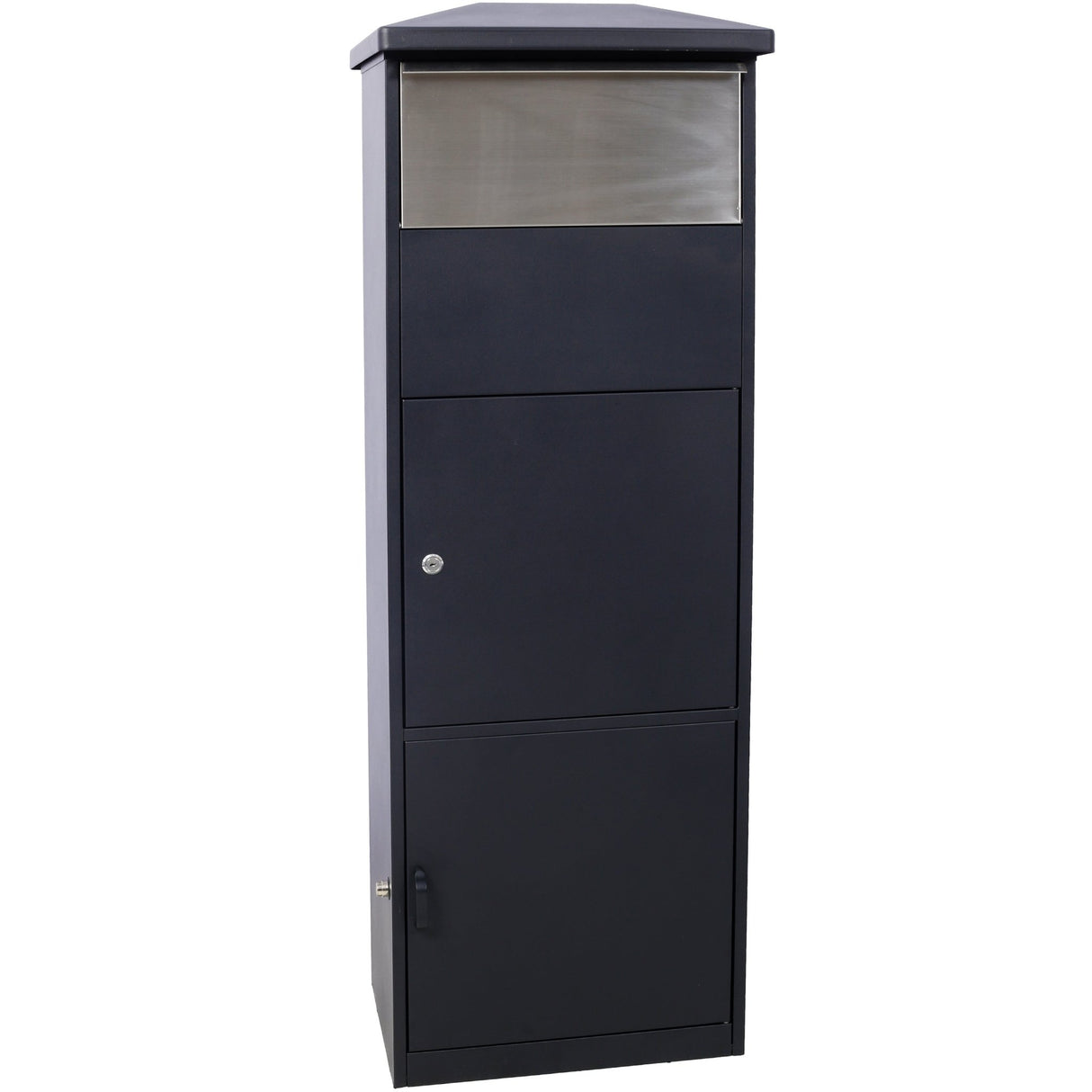 Large Package Delivery Parcel Mail Drop Box Floor Lockable Drop Slot Mail Box with Parcel Compartment - Black - Fab Heavy Parts