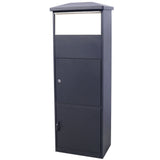 Large Package Delivery Parcel Mail Drop Box Floor Lockable Drop Slot Mail Box with Parcel Compartment - Black - Fab Heavy Parts