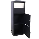 Large Package Delivery Parcel Mail Drop Box Floor Lockable Drop Slot Mail Box with Parcel Compartment - Black - Fab Heavy Parts