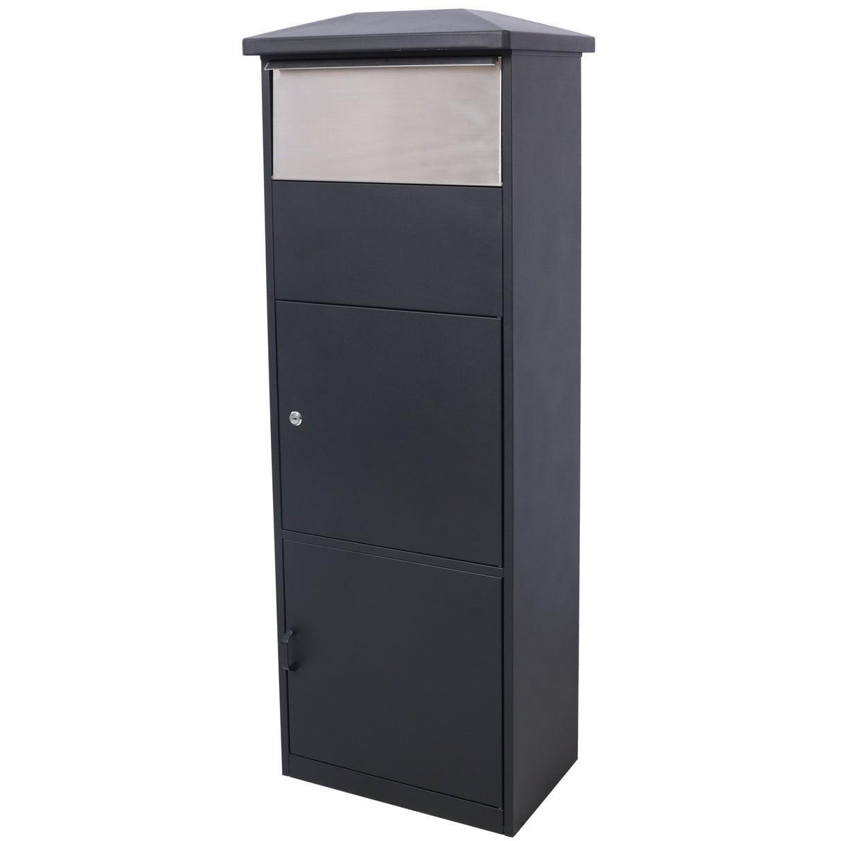 Large Package Delivery Parcel Mail Drop Box Floor Lockable Drop Slot Mail Box with Parcel Compartment - Black - Fab Heavy Parts