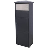 Large Package Delivery Parcel Mail Drop Box Floor Lockable Drop Slot Mail Box with Parcel Compartment - Black - Fab Heavy Parts