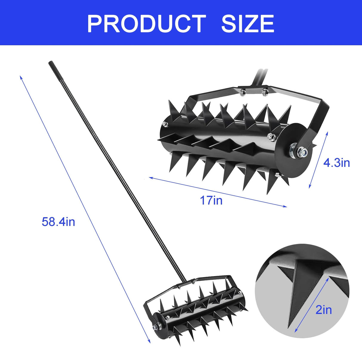Lawn Aerators Heavy Duty Soil Penetrator Spikes - Black - Fab Heavy Parts