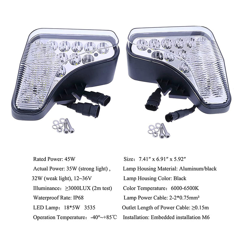 LED Headlight Kit 7251341 7251340 Aftermarket Replacement For Bobcat S450 S510 S530 S550 S570 S590 S595 S630 S650 S740 S750 S770 S850