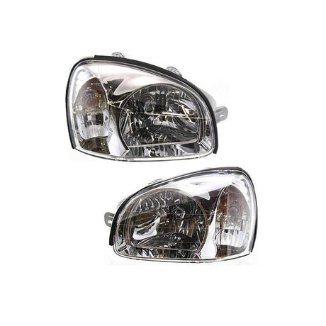 Left and Right Pair Set Headlamps HY2502121 HY2503121 for Hyundai Santa Fe 2001 - 2003 - Fab Heavy Parts