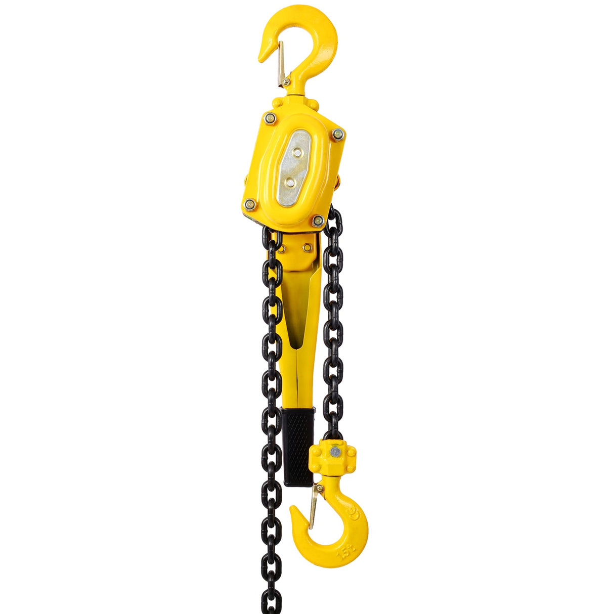 Lever Chain Hoist 1 1/2 Ton 3300LBS Capacity 5 FT with Heavy Duty Hooks Ratchet Block Lift Puller - Yellow - Fab Heavy Parts