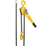 Lever Chain Hoist 1 1/2 Ton 3300LBS Capacity 5 FT with Heavy Duty Hooks Ratchet Block Lift Puller - Yellow - Fab Heavy Parts