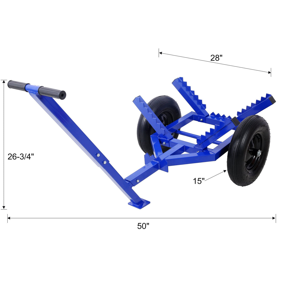 Log Dolly With Load Binder And Choker Chain 440LB With 2PCS 16in Air Tires - Blue - Fab Heavy Parts