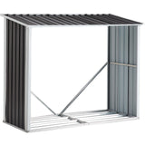 Log Storage Shed with Roof Firewood Rack Anthracite Galvanized Steel 70.9" - Fab Heavy Parts