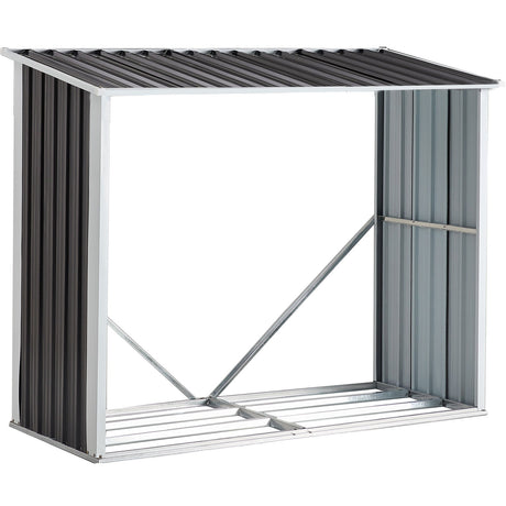 Log Storage Shed with Roof Firewood Rack Anthracite Galvanized Steel 70.9" - Fab Heavy Parts