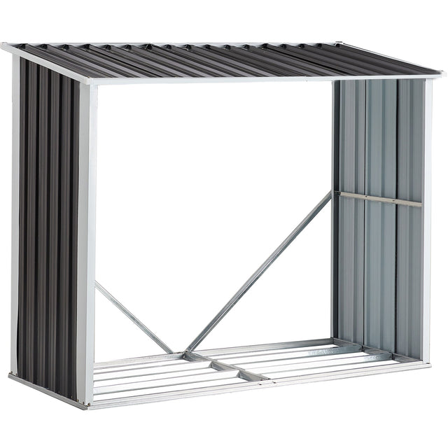 Log Storage Shed with Roof Firewood Rack Anthracite Galvanized Steel 70.9" - Fab Heavy Parts