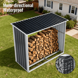 Log Storage Shed with Roof Firewood Rack Anthracite Galvanized Steel 70.9" - Fab Heavy Parts