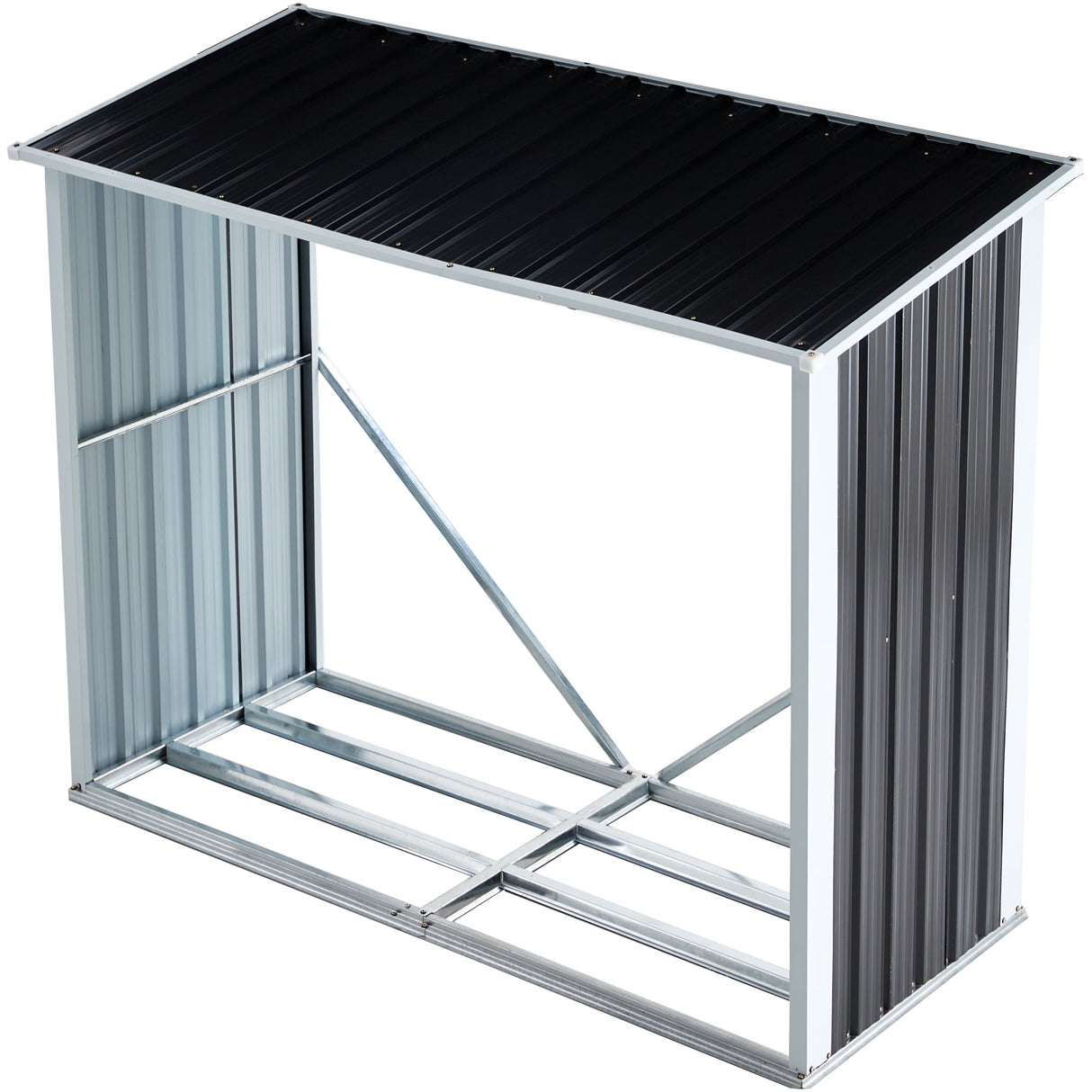 Log Storage Shed with Roof Firewood Rack Anthracite Galvanized Steel 70.9" - Fab Heavy Parts