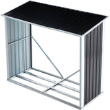 Log Storage Shed with Roof Firewood Rack Anthracite Galvanized Steel 70.9" - Fab Heavy Parts