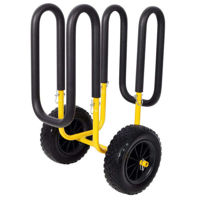 M Shape Suspenz Stand Up Paddle Board & Surfboard Transport Cart With 10in Flat - Free Tires 150 LBS SUP Carrier Trolley - Yellow - Fab Heavy Parts