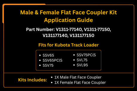 Male & Female Flat Face Coupler Kit V1311 - 77140 V1311 - 77150 Fits for Kubota Track Loader - Fab Heavy Parts
