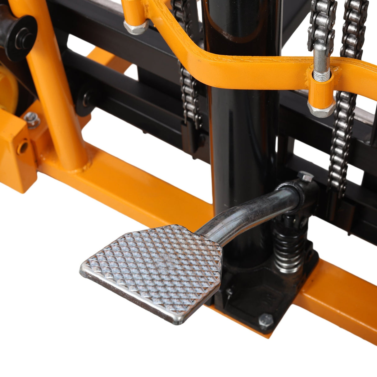 Manual Forklift Pallet Stakcer 440 Lbs Capacity Hydraulic Material Lift 35.5" Lift Height with Adjustable Forks and Fixed Legs 4PCS Wheels - Yellow - Fab Heavy Parts