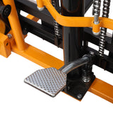 Manual Forklift Pallet Stakcer 440 Lbs Capacity Hydraulic Material Lift 35.5" Lift Height with Adjustable Forks and Fixed Legs 4PCS Wheels - Yellow - Fab Heavy Parts