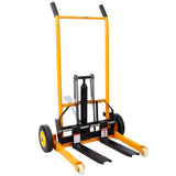 Manual Forklift Pallet Stakcer 440 Lbs Capacity Hydraulic Material Lift 35.5" Lift Height with Adjustable Forks and Fixed Legs 4PCS Wheels - Yellow - Fab Heavy Parts