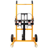 Manual Forklift Pallet Stakcer 440 Lbs Capacity Hydraulic Material Lift 35.5" Lift Height with Adjustable Forks and Fixed Legs 4PCS Wheels - Yellow - Fab Heavy Parts