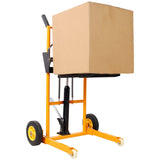 Manual Forklift Pallet Stakcer 440 Lbs Capacity Hydraulic Material Lift 35.5" Lift Height with Adjustable Forks and Fixed Legs 4PCS Wheels - Yellow - Fab Heavy Parts