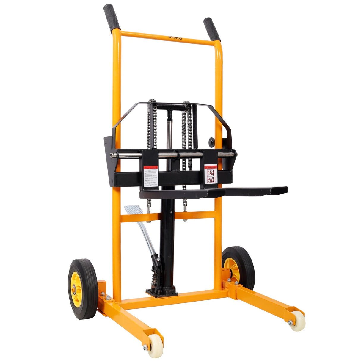 Manual Forklift Pallet Stakcer 440 Lbs Capacity Hydraulic Material Lift 35.5" Lift Height with Adjustable Forks and Fixed Legs 4PCS Wheels - Yellow - Fab Heavy Parts