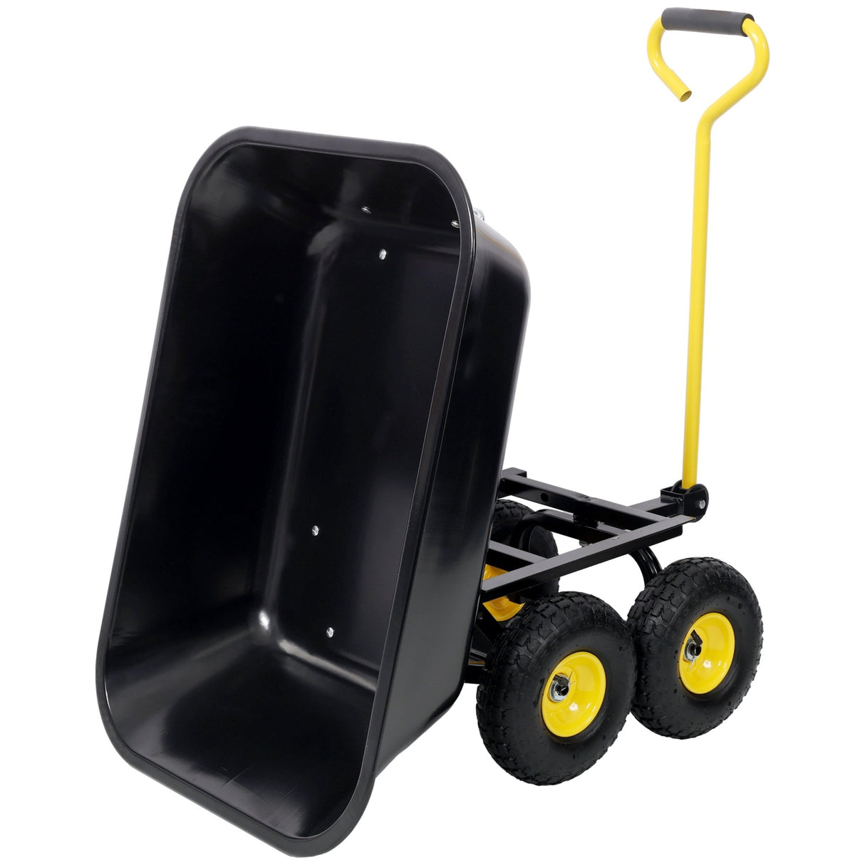 Metal Dumping Cart 600lb Garden Cart Utility Yard Cart with 10 Inch Tires for Lawn Gardening Construction - Fab Heavy Parts