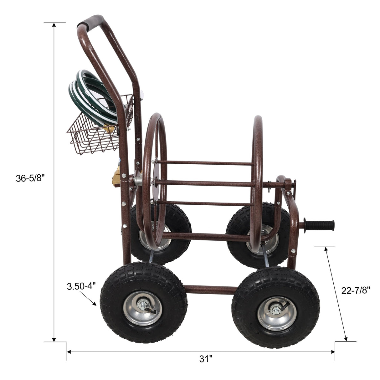 Metal Hose Reel Cart with Wheels Heavy Duty Hose Caddie 250 Ft Hose Capacity - Fab Heavy Parts