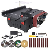Mini Table Saw Belt Sander 4pcs Blades 10pcs Sanding Blet 7 Gear Adjustable 0 - 90° Angle - Fab Heavy Parts