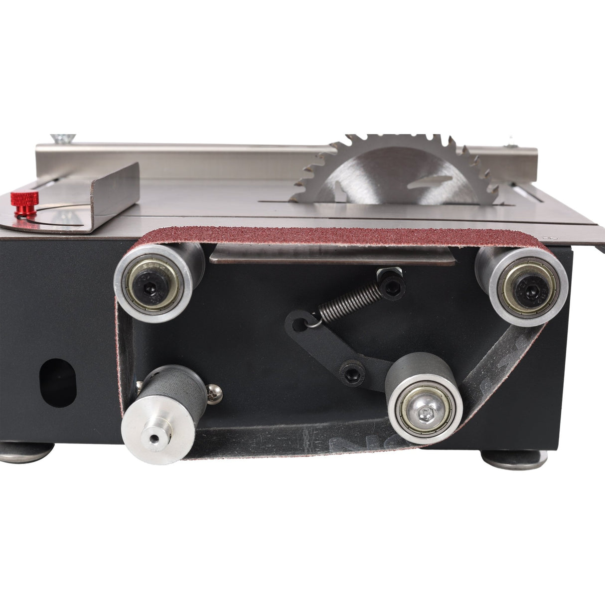 Mini Table Saw Belt Sander Stainless Steel Top 4pcs Blades 10pcs Sanding Blet 7 Gear Adjustable 0 - 90° Angle - Fab Heavy Parts