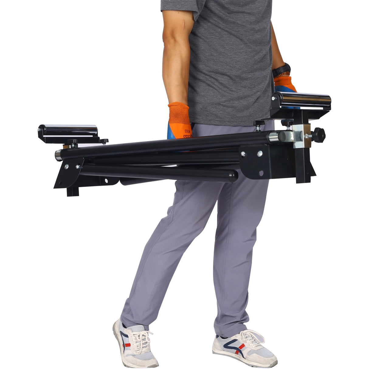 Miter Saw Stand with Quick Release Mounting Brackets Roolers Stops Compact Folding 330lbs Black - Fab Heavy Parts