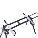 Miter Saw Stand with Quick Release Mounting Brackets Roolers Stops Compact Folding 330lbs Black - Fab Heavy Parts