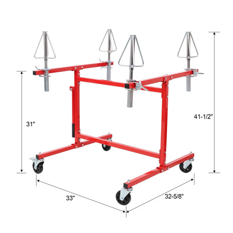 Mobile Wheel Panel Paint Stand Wheel Rim Painting Stand Auto Body Stand - Red - Fab Heavy Parts