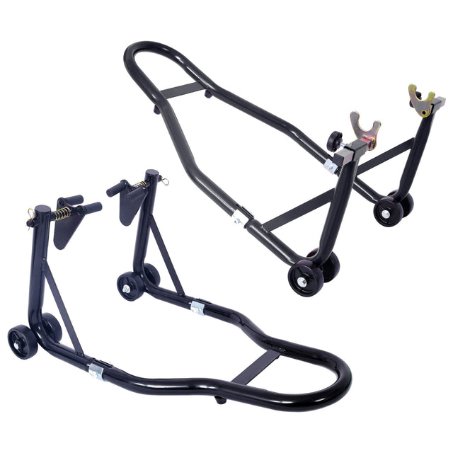 Motorcycle Stand 1000LB Sport Bike Front and Rear Wheel Lift Swingarm Paddock U - Black - Fab Heavy Parts