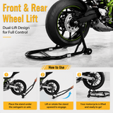 Motorcycle Stand 1000LB Sport Bike Front and Rear Wheel Lift Swingarm Paddock U - Black - Fab Heavy Parts