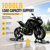 Motorcycle Stand 1000LB Sport Bike Front and Rear Wheel Lift Swingarm Paddock U - Black - Fab Heavy Parts